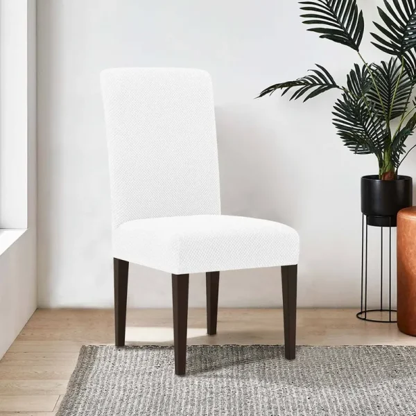 Stretch Raised Dots Box Cushion Dining Chair Slipcover Winston Porter Color: White