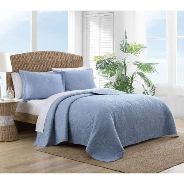 Tommy Bahama Solid Costa Sera Cotton Quilt, Blue, Twin