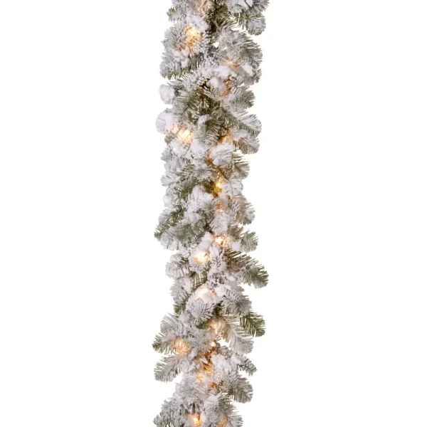 National Tree 9 ft Snowy Camden Garland with Clear Lights