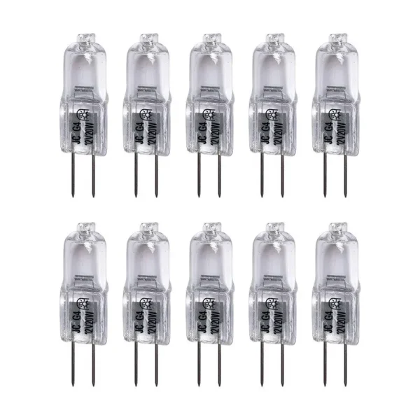 VSTAR G4 12V 20W Halogen Bulb JC Type Bi-Pin Light,Clear, G4 Bi-Pin Base, Halogen Light Bulb (20w 10pack)