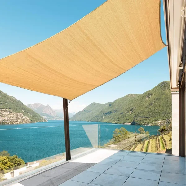 Amagenix Sun Shade Sails Canopy, Sand Rectangle Outdoor Shade Canopy 12' x 16' UV Block Canopy for Outdoor Patio Garden Backyard