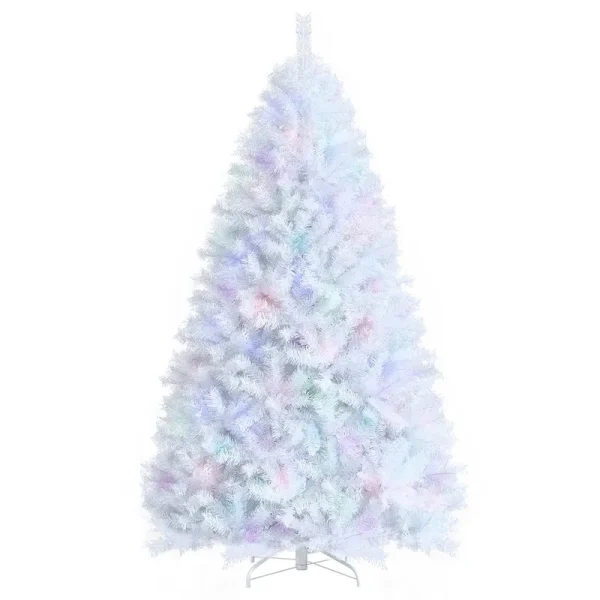 Costway 7ft White Iridescent Tinsel Artificial Christmas Tree with 1156 Branch Tips