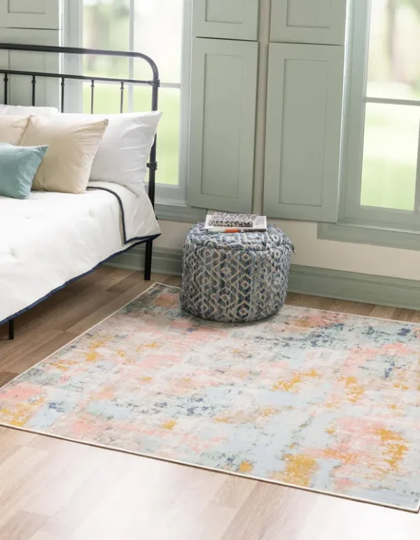 Unique Loom Lotus 8 ft Square Multi Abstract Area Rug