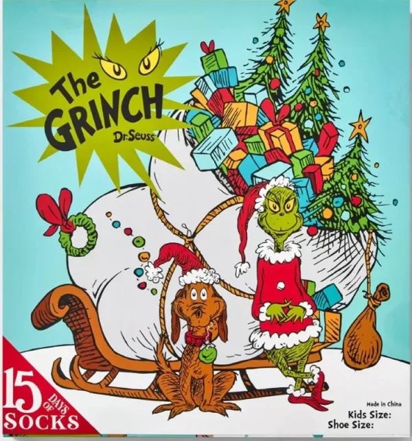 Kids' The Grinch 15 Days of Socks Advent Calendar - Large