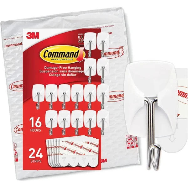 Command Small Wire Hooks, 16 Hooks, 24 Strips
