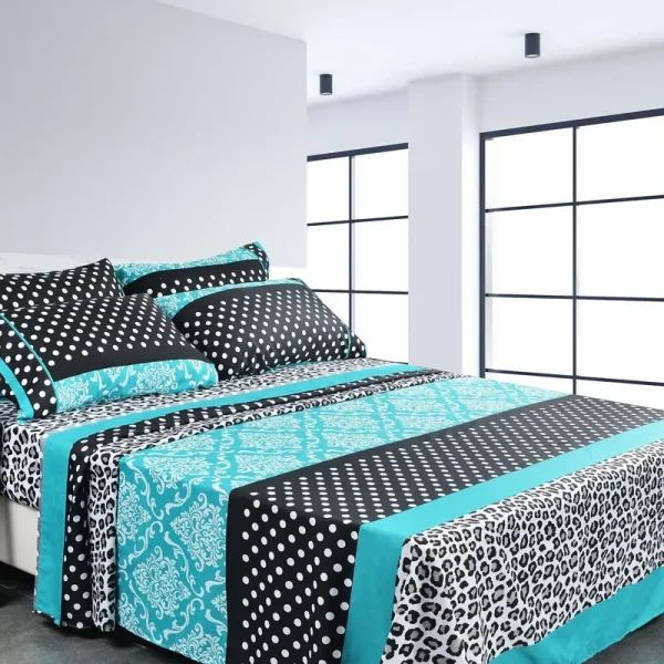American Home Collection Patchwork Sheet Set King / Turquoise