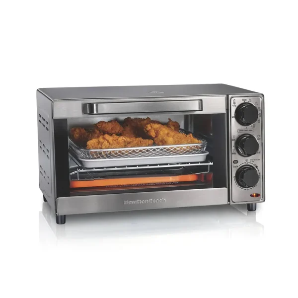 Hamilton Beach Sure Crisp 1120 W 4-Slice Stainless Steel Toaster Oven with Air Fry Silver 31403