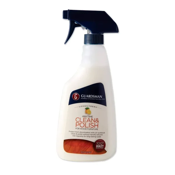 Guardsman Clean & Polish for Wood Furniture - Lemon Fresh - 16 oz - Silicone Free, UV Protection - 461300