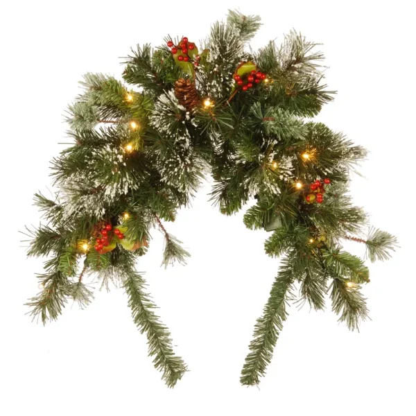 National Tree Wintry Pine LED Mailbox Swag, Green