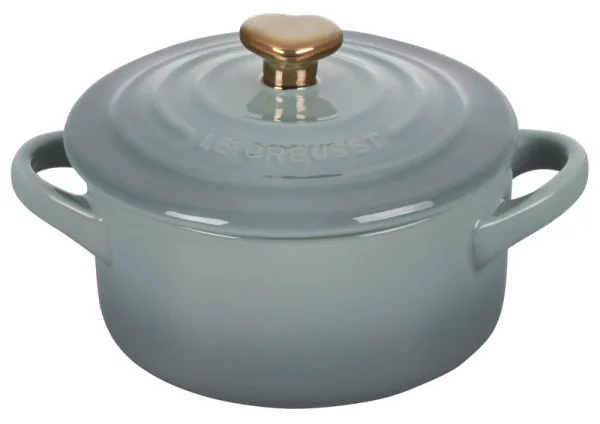 Le Creuset Mini Round Cocotte with Heart Knob in Sea Salt