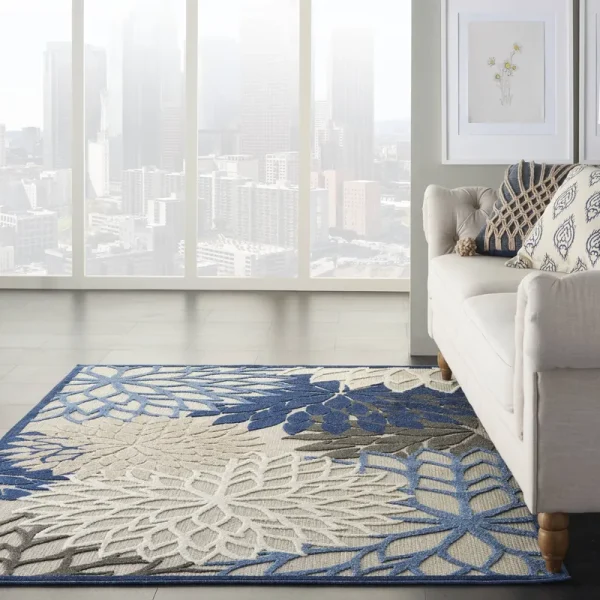 Nourison Aloha ALH05 Blue/Multicolor Area Rug, 3'6" x 5'6"