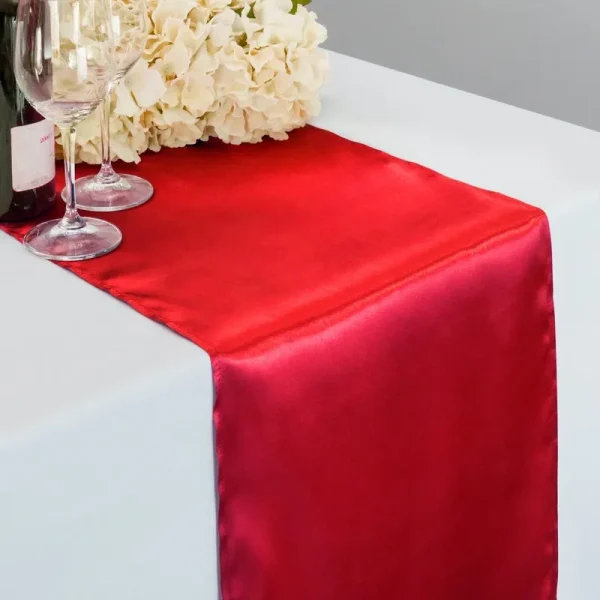 Linentablecloth 14 x 108 in. Satin Table Runner Red