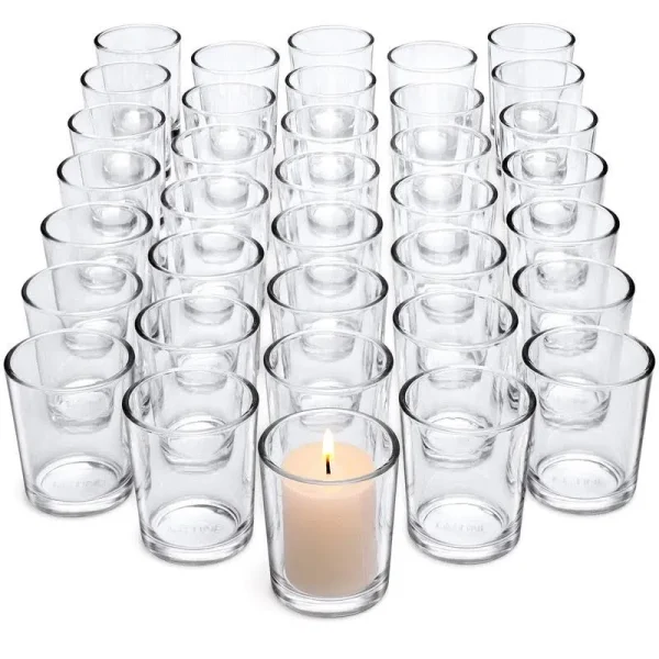 Letine Clear Glass Tealight Candle Holder - Glass Votive Candle Holders Bulk Set of 36 - Clear Candle Holder for Wedding Propose