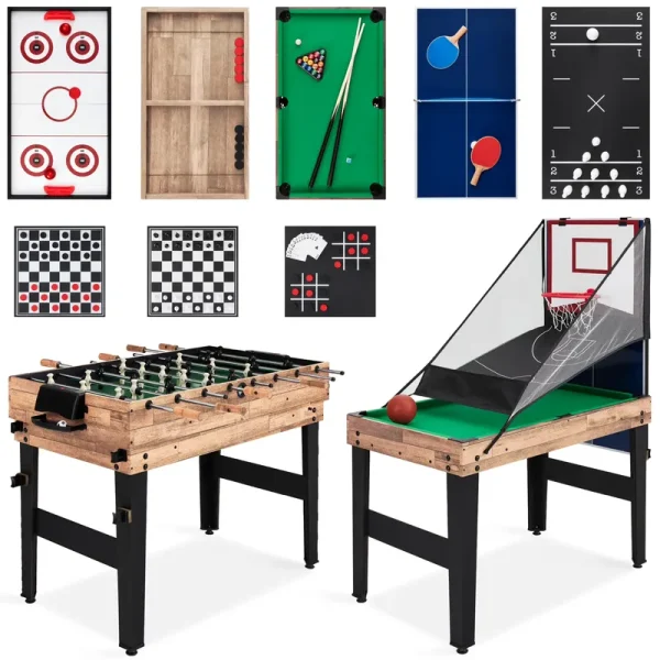Best Choice Products 13 - in - 1 Combo Game Table Set W/ Ping Pong, Foosball, Basketball, Hockey, Archery - Natural