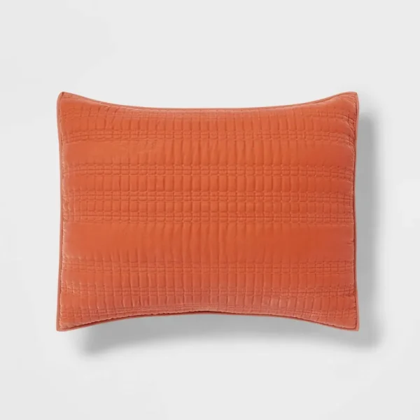 Standard Lofty Velvet Quilt Sham Terracotta/Bronze - Threshold