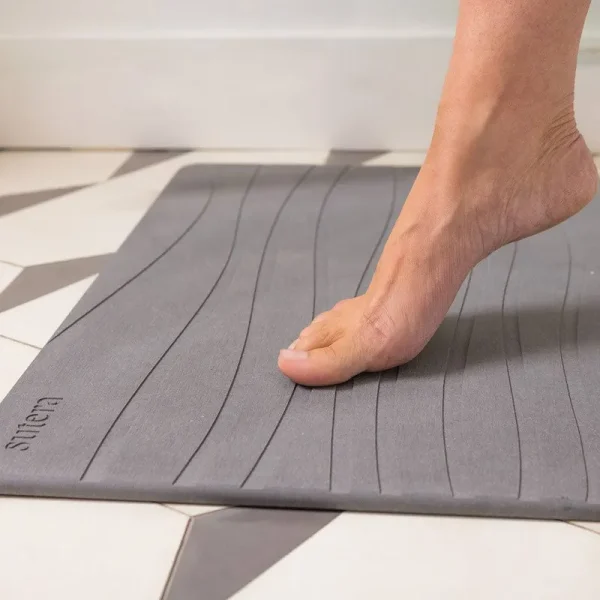 Sutera - Stone Bath Mat, Diatomaceous Earth Shower Mat, Non-Slip Super Absorbent Quick Drying Bathroom Floor Mat, Natural, Easy to Clean (23.5 x 15