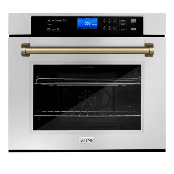 ZLINE 30" Autograph Edition Single Wall Oven with Self Clean and True Convection in Stainless Steel - AWSZ-30, Champagne Bronze