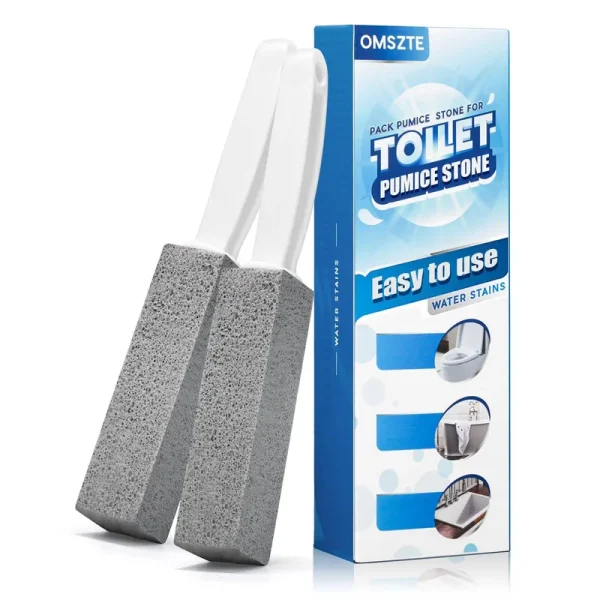 Omszte 2Pack Pumice Stone Toilet Bowl Cleaner with Handle,Powerfully Cleans Away Limescale Stain,Hard Water Rings, Calcium Buildup,suitable for tiles, BBQ