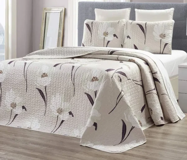 3-Piece Fine Printed Oversize (118 inch x 95 inch) Quilt Set Reversible Bedspread Coverlet (California) Cal King Size Bed Cover
