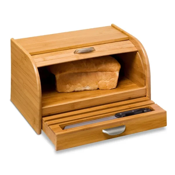 Honey Can Do Bamboo Rolltop Bread Box, Brown
