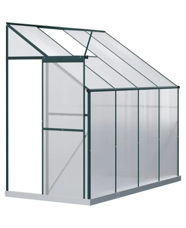 Outsunny Walk-In Garden Greenhouse Aluminum Polycarbonate with Roof Vent for Plants Herbs Vegetables 8' x 4' x 7' Green