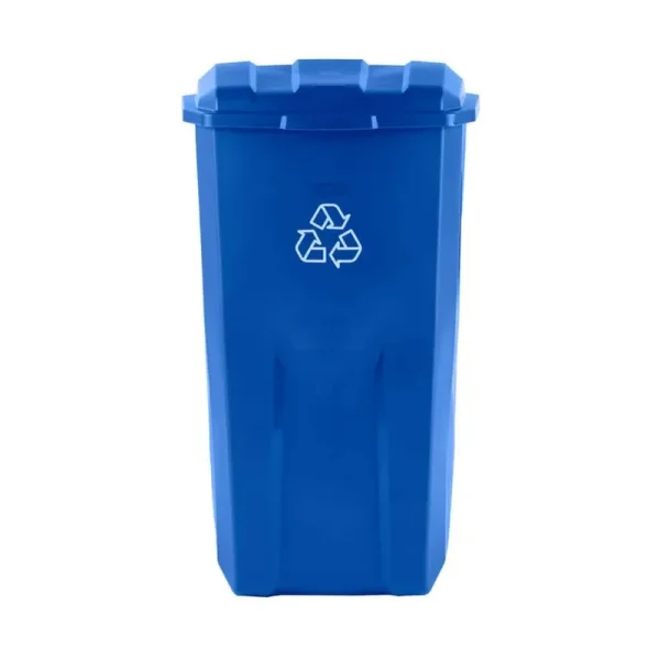 Rubbermaid Roughneck 45 gal. Vented Blue Wheeled Recycling Trash Container