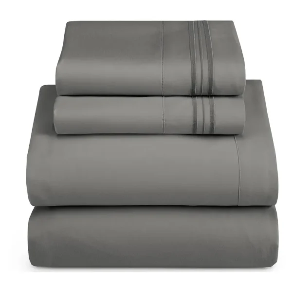 Nestl Bedding Cal King 4 Piece Bed Sheet Set - Deep Pocket Fitted Sheet. Charcoal Stone Gray King/California King Grey