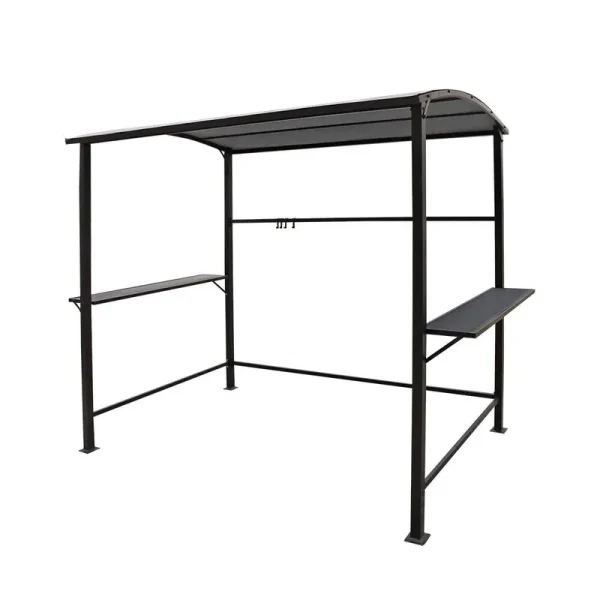 Cobana Grill Gazebo 8��by 4.6�� Outdoor Patio BBQ Canopy with Single-Tier Soft Top and Metal Shelves, Gray