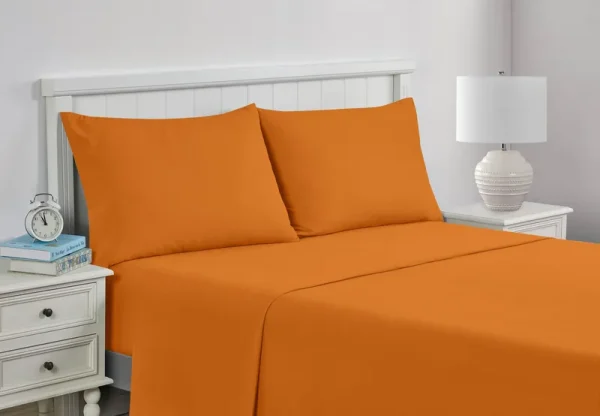 Your Zone Soft Microfiber Sheet Set, Queen, Candy Corn, Orange