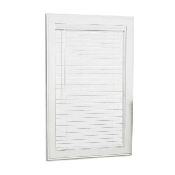 Allen + Roth Trim at Home 2-in Slat Width 30-in x 64-in Cordless White Faux Wood Room Darkening Horizontal Blinds | 94597