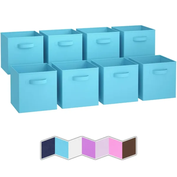 Royexe Storage Bins - Set of 8 - Storage Cubes | Foldable Fabric Cube Baskets |