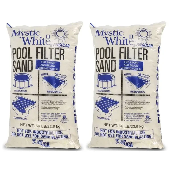 U.S. Silica 50lbs Mystic White II Swimming Pool Filter Sand, White (2 Pack) 320897