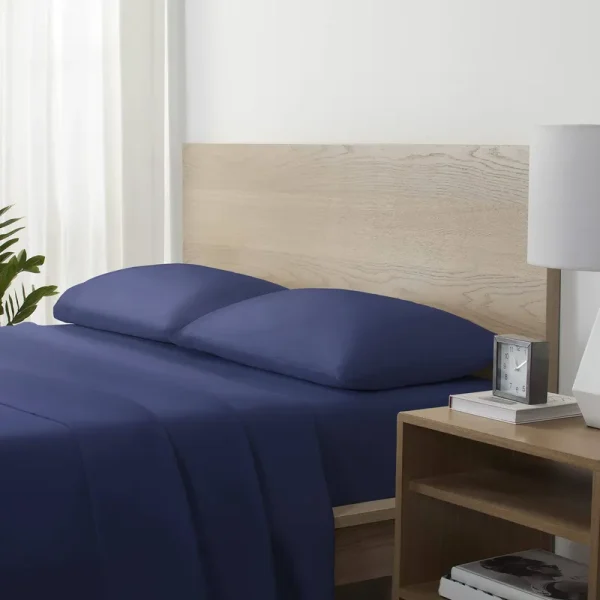 Serta Supersoft Cooling Sheet Set, Navy Blue, Full