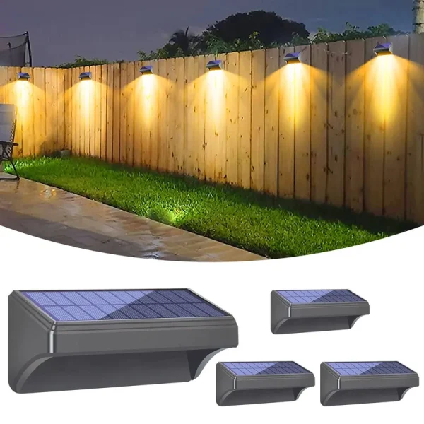 Bridika Solar Fence Lights, Fence Lights Fence Solar Lights Outdoor Waterproof Warm White & Color Glow LED Solar Lights for Backyard, Patio, Deck