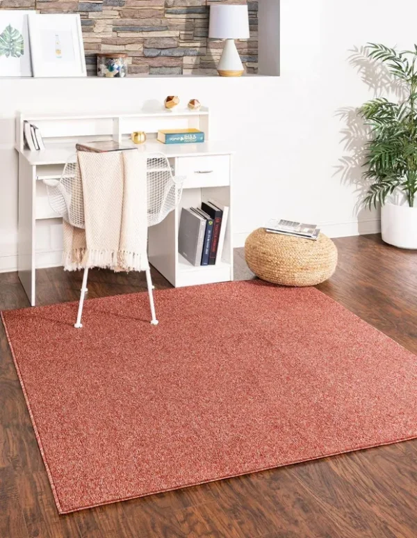 Everyday Solid 7 ft Square Orange Area Rug