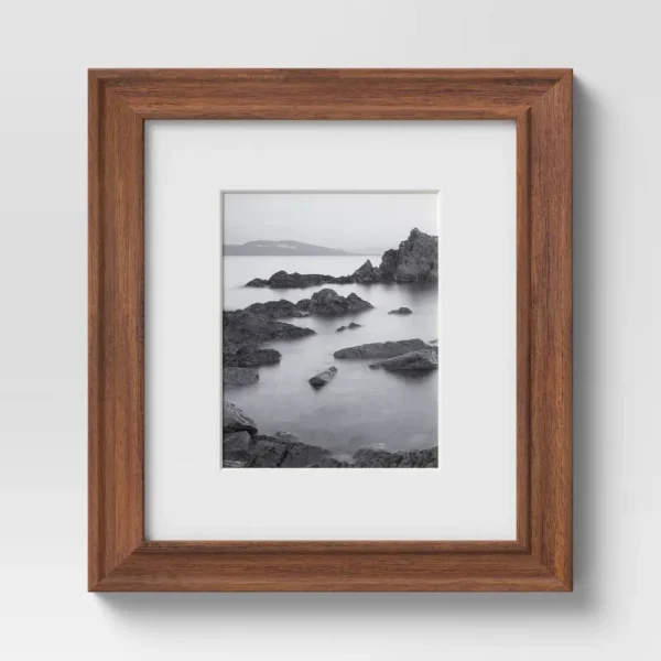 New - 16" x 20" Matted to 11" x 14" Wood Wall Frame Midtone Woodgrain - Threshold
