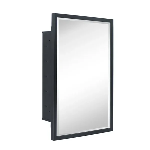 Ebern Designs 423205828B184B1CB6646F4D3D31B555 Recessed Framed Bathroom Medicine Cabinet with Mirror Finish: Black