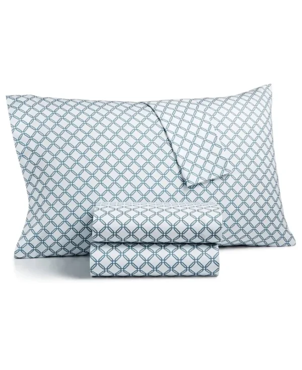 Sanders Printed Microfiber 4-pc. Sheet Set, Full, Created for Macy's, Hansen Blue