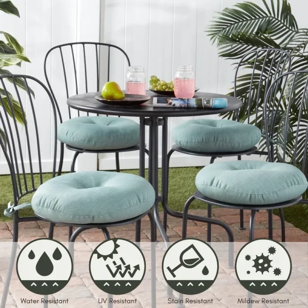 Greendale Home Fashions Seaglass 15 in. Round Outdoor Reversible Bistro Seat Cushion (Set of 2)