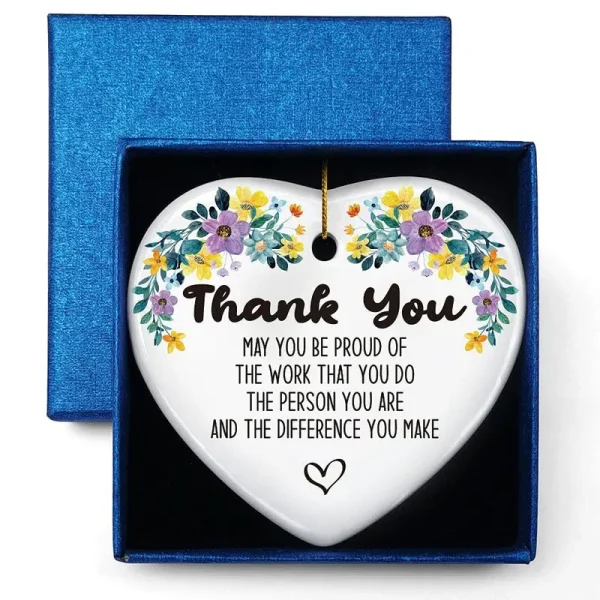 Thank You Gifts, May You Be Proud of The Difference You Make, Ornament Keepsake Sign Heart Plaque Retirement Gifts for Women Friends Leaving