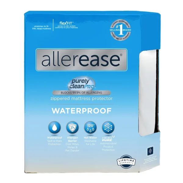 Aller-Ease Waterproof Allergy Protection Zippered Mattress Protector, Queen