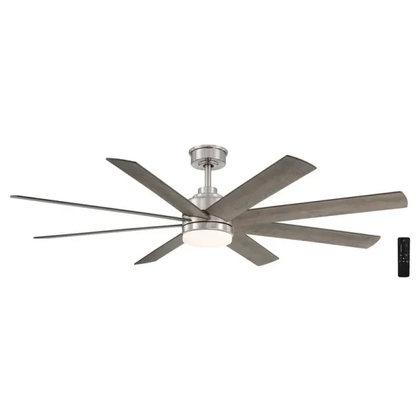 Home Decorators Collection YG908A-BN Celene 62 in. Integrated LED Indoor/Outdoor Brushed Nickel Ceiling Fan with Light and Remote Control with CCT