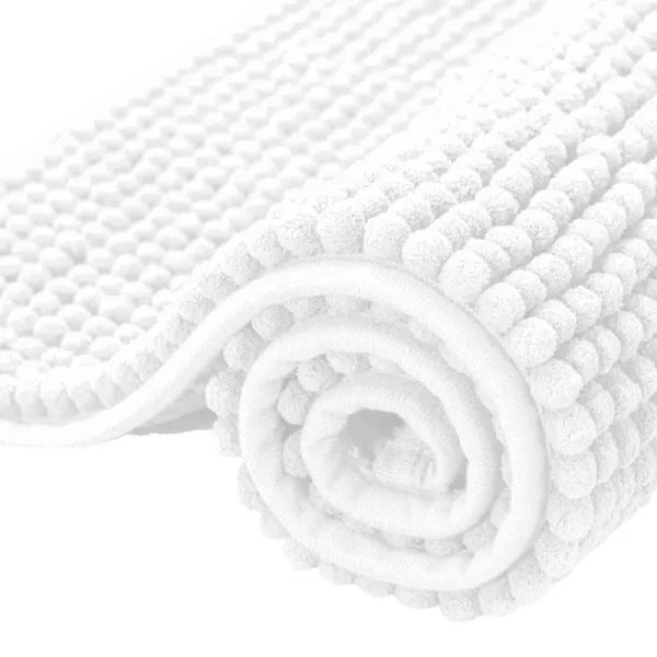 Subrtex Bathroom Rugs Chenille Bath Rug Soft Short Plush Bath Mat Soft Shower Mat Water Absorbent Shower Mat Quick Dry Machine Washable(white,20 x 32)