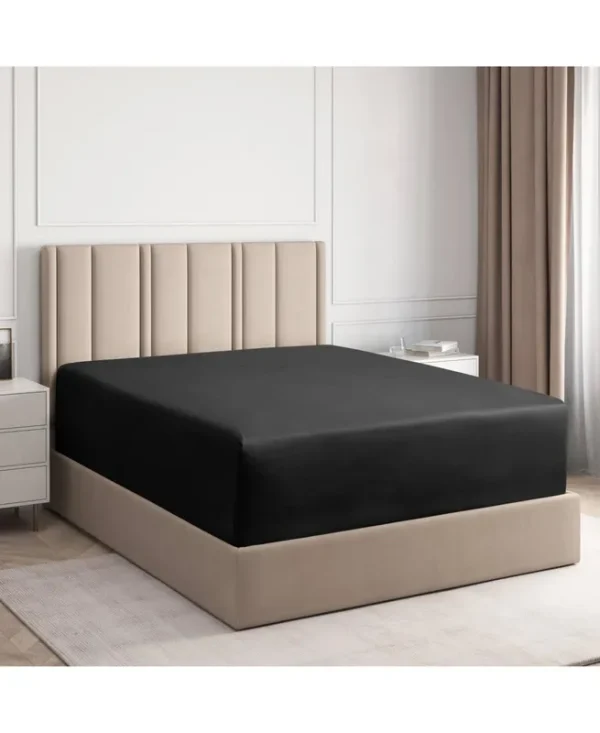 CGK Linens Extra Deep Pocket Microfiber Fitted Sheet (King, Black)