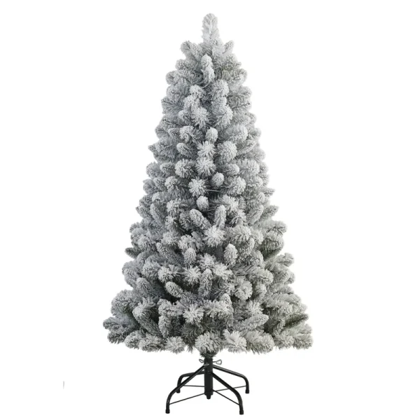 Puleo International 0998-TF45 4.5 ft. Flocked Virginia Pine Artificial Christmas Tree with Stand Green