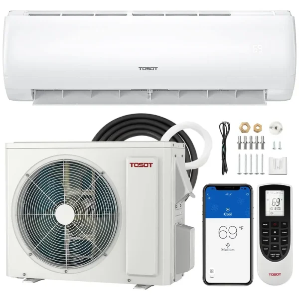 Tosot 9,000 BTU Ductless Mini-Split Air Conditioner, Inverter Split AC System with Heat Pump, Full Set with 165 ft Pre-Charged I