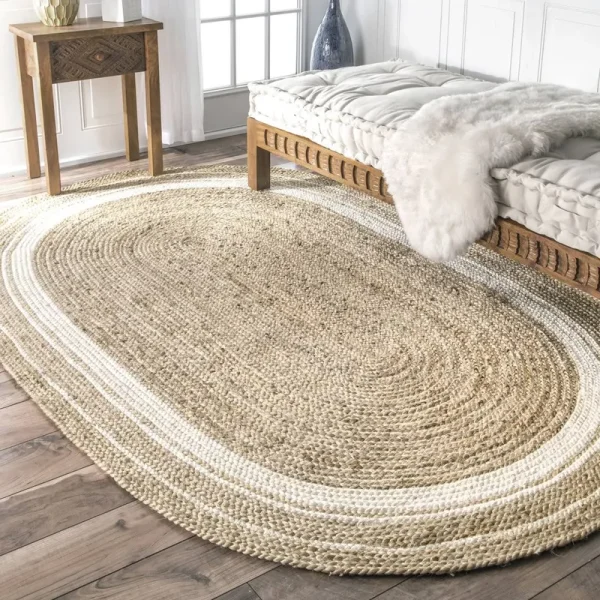 Lerma Jute Beige Area Rug Breakwater Bay Rug Size: Oval 5' x 8'