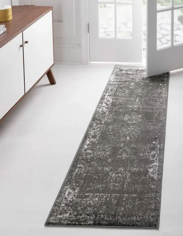 Unique Loom Monaco 4 ft Runner Gray Bohemian, Floral Area Rug