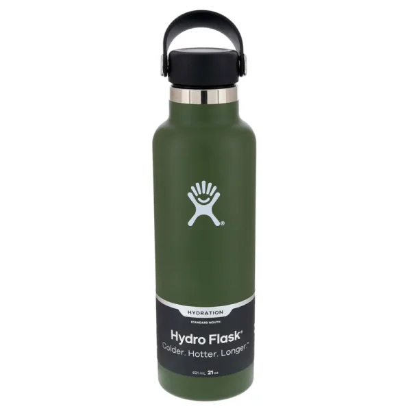 Hydro Flask Standard Mouth Water Bottle, Olive, 21 Oz Capacity