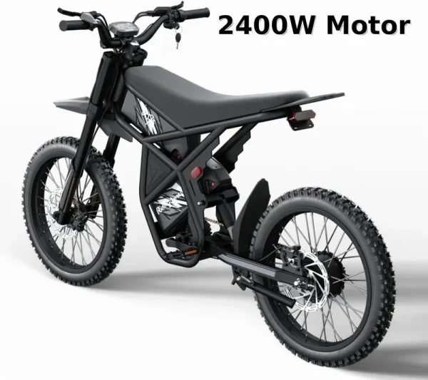 Riding'Times GT73 Electric Dirt Bike for Adults 2400W 48V 37MPH 36.4AH Dual Battery 85 Miles Range 25" Tires UL2849 Full Suspension